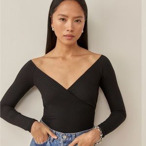 Reformation Minnie Knit Top, Black Small